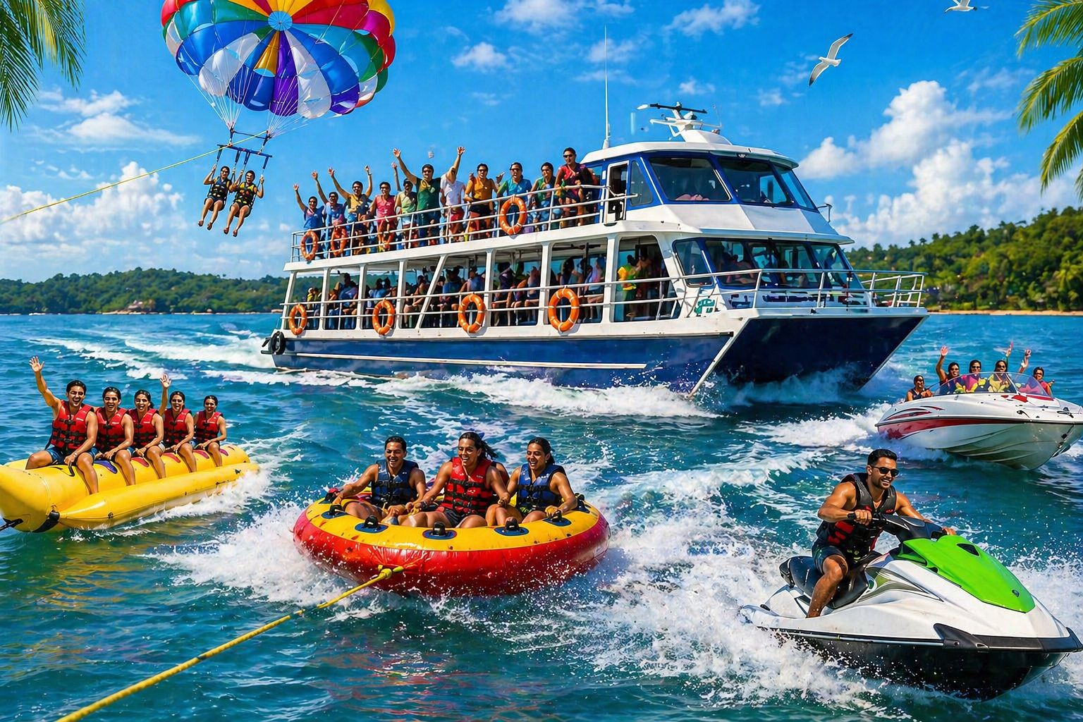 Adventure Boat Party - Double Deck Boat with Water Sports | Goa